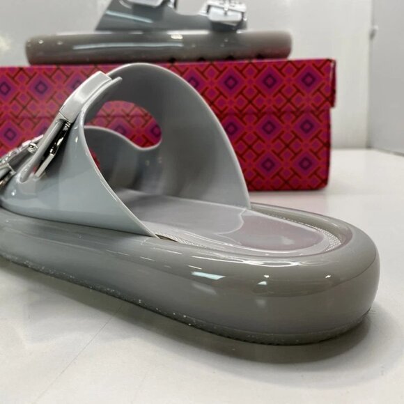 NEW TORY BURCH Buckle Bubble Jelly Slip-On Sandals – Women’s Size 7 – Light Gray - Picture 13 of 13